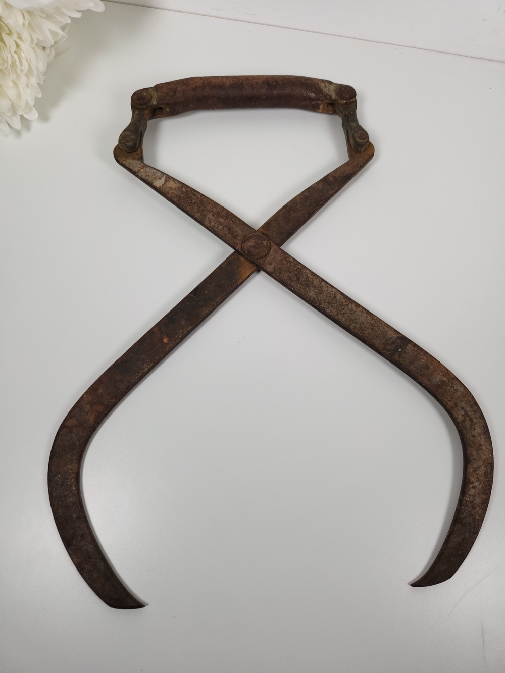 Antique Rustic Metal Ice Block Tongs | Large Hook | Primitive Wall Decor